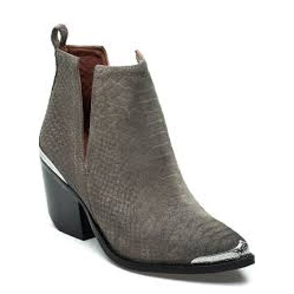 Jeffrey Campbell Cromwell Western Cut Out Ankle Boots Leather Snakeskin Gray - Picture 2 of 14